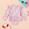 imageYOUNGER TREE Baby Swimsuit Girl Long Sleeve Ruffle Zipper Rash Guard Infant One Piece Swimwear Toddler Bathing Suit GirlPink and Little Flowers