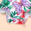 imageYOUNGER TREE Baby Swimsuit Girl Long Sleeve Ruffle Zipper Rash Guard Infant One Piece Swimwear Toddler Bathing Suit GirlPurple Butterfly Flower