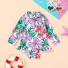imageYOUNGER TREE Baby Swimsuit Girl Long Sleeve Ruffle Zipper Rash Guard Infant One Piece Swimwear Toddler Bathing Suit GirlPurple Butterfly Flower