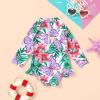 imageYOUNGER TREE Baby Swimsuit Girl Long Sleeve Ruffle Zipper Rash Guard Infant One Piece Swimwear Toddler Bathing Suit GirlPurple Butterfly Flower
