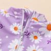 imageYOUNGER TREE Baby Swimsuit Girl Long Sleeve Ruffle Zipper Rash Guard Infant One Piece Swimwear Toddler Bathing Suit GirlPurple and Daisy