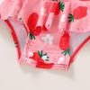 imageYOUNGER TREE Baby Swimsuit Girl Long Sleeve Ruffle Zipper Rash Guard Infant One Piece Swimwear Toddler Bathing Suit GirlRedstrawberry