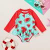 imageYOUNGER TREE Baby Swimsuit Girl Long Sleeve Ruffle Zipper Rash Guard Infant One Piece Swimwear Toddler Bathing Suit GirlRedwatermelon