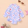 imageYOUNGER TREE Baby Swimsuit Girl Long Sleeve Ruffle Zipper Rash Guard Infant One Piece Swimwear Toddler Bathing Suit GirlWhite Floralpurple