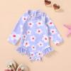 imageYOUNGER TREE Baby Swimsuit Girl Long Sleeve Ruffle Zipper Rash Guard Infant One Piece Swimwear Toddler Bathing Suit GirlWhite Floralpurple