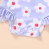imageYOUNGER TREE Baby Swimsuit Girl Long Sleeve Ruffle Zipper Rash Guard Infant One Piece Swimwear Toddler Bathing Suit GirlWhite Floralpurple