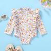 imageYOUNGER TREE Baby Swimsuit Girl Long Sleeve Ruffle Zipper Rash Guard Infant One Piece Swimwear Toddler Bathing Suit GirlYellow Floral