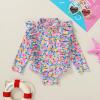 imageYOUNGER TREE Baby Swimsuit Girl Long Sleeve Ruffle Zipper Rash Guard Infant One Piece Swimwear Toddler Bathing Suit GirlYellowflower
