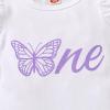 imageYOUNGER TREE Infant Baby Girl 1st Birthday Outfits Bumble Bee Printed One Romper Shorts Headband Summer Ruffle Sleeve ClothesButterflies