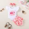imageYOUNGER TREE Infant Baby Girl 1st Birthday Outfits Bumble Bee Printed One Romper Shorts Headband Summer Ruffle Sleeve ClothesIn My One Era