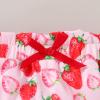 imageYOUNGER TREE Infant Baby Girl 1st Birthday Outfits Bumble Bee Printed One Romper Shorts Headband Summer Ruffle Sleeve ClothesStrawberry Sweet One