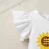 imageYOUNGER TREE Infant Baby Girl 1st Birthday Outfits Bumble Bee Printed One Romper Shorts Headband Summer Ruffle Sleeve ClothesSunflower One