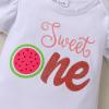 imageYOUNGER TREE Infant Baby Girl 1st Birthday Outfits Bumble Bee Printed One Romper Shorts Headband Summer Ruffle Sleeve ClothesWatermelon Sweet One
