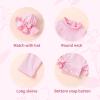 imageYOUNGER TREE Infant Baby Girls Swimsuit Long Sleeve Swimsuit One Piece Swimsuit Solid Color Bathing Suit with Hat UPF 50Light Pink