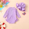 imageYOUNGER TREE Infant Baby Girls Swimsuit Long Sleeve Swimsuit One Piece Swimsuit Solid Color Bathing Suit with Hat UPF 50Purple