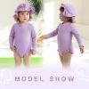 imageYOUNGER TREE Infant Baby Girls Swimsuit Long Sleeve Swimsuit One Piece Swimsuit Solid Color Bathing Suit with Hat UPF 50Purple