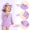 imageYOUNGER TREE Infant Baby Girls Swimsuit Long Sleeve Swimsuit One Piece Swimsuit Solid Color Bathing Suit with Hat UPF 50Purple