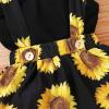 imageYOUNGER TREE Infant Toddler Baby Girl Summer Outfit Sunflower Strap Sets Sleeveless Romper Suspender Skirt 3pcs Clothing SetsBlack