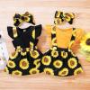 imageYOUNGER TREE Infant Toddler Baby Girl Summer Outfit Sunflower Strap Sets Sleeveless Romper Suspender Skirt 3pcs Clothing SetsBlack