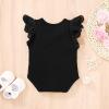 imageYOUNGER TREE Infant Toddler Baby Girls Romper Lace Flutter Sleeve Bodysuit Cotton Summer OutfitsBlack