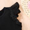 imageYOUNGER TREE Infant Toddler Baby Girls Romper Lace Flutter Sleeve Bodysuit Cotton Summer OutfitsBlack