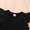 imageYOUNGER TREE Infant Toddler Baby Girls Romper Lace Flutter Sleeve Bodysuit Cotton Summer OutfitsBlack