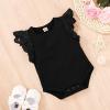 imageYOUNGER TREE Infant Toddler Baby Girls Romper Lace Flutter Sleeve Bodysuit Cotton Summer OutfitsBlack