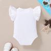 imageYOUNGER TREE Infant Toddler Baby Girls Romper Lace Flutter Sleeve Bodysuit Cotton Summer OutfitsDouble Ruffle Sleeve