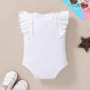 imageYOUNGER TREE Infant Toddler Baby Girls Romper Lace Flutter Sleeve Bodysuit Cotton Summer OutfitsRuffle Sleeve