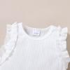 imageYOUNGER TREE Infant Toddler Baby Girls Romper Lace Flutter Sleeve Bodysuit Cotton Summer OutfitsWhite 