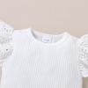 imageYOUNGER TREE Infant Toddler Baby Girls Romper Lace Flutter Sleeve Bodysuit Cotton Summer OutfitsWhite Lace