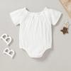imageYOUNGER TREE Infant Toddler Baby Girls Romper Lace Flutter Sleeve Bodysuit Cotton Summer OutfitsWhite Off Shoulder