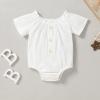 imageYOUNGER TREE Infant Toddler Baby Girls Romper Lace Flutter Sleeve Bodysuit Cotton Summer OutfitsWhite Off Shoulder