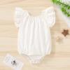 imageYOUNGER TREE Infant Toddler Baby Girls Romper Lace Flutter Sleeve Bodysuit Cotton Summer OutfitsWhite Ruffle Sleeve