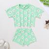 imageYOUNGER TREE Kids Toddler Baby Girls Shorts Outfits Set Leopard Print Ruffle TShirt Tops Short Pants Summer Clothes SetGreen Daisies