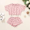imageYOUNGER TREE Kids Toddler Baby Girls Shorts Outfits Set Leopard Print Ruffle TShirt Tops Short Pants Summer Clothes SetPink Dots