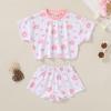 imageYOUNGER TREE Kids Toddler Baby Girls Shorts Outfits Set Leopard Print Ruffle TShirt Tops Short Pants Summer Clothes SetPink Flower