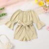 imageYOUNGER TREE Kids Toddler Baby Girls Summer Outfit OffShoulder Sunflower Overall Romper Jumpsuit Short Trousers ClothesBeige