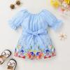 imageYOUNGER TREE Kids Toddler Baby Girls Summer Outfit OffShoulder Sunflower Overall Romper Jumpsuit Short Trousers ClothesBlue Striped