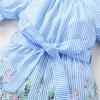 imageYOUNGER TREE Kids Toddler Baby Girls Summer Outfit OffShoulder Sunflower Overall Romper Jumpsuit Short Trousers ClothesBlue Striped
