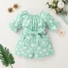 imageYOUNGER TREE Kids Toddler Baby Girls Summer Outfit OffShoulder Sunflower Overall Romper Jumpsuit Short Trousers ClothesGreen Floral
