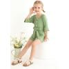 imageYOUNGER TREE Kids Toddler Baby Girls Summer Outfit OffShoulder Sunflower Overall Romper Jumpsuit Short Trousers ClothesLight Green
