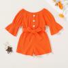 imageYOUNGER TREE Kids Toddler Baby Girls Summer Outfit OffShoulder Sunflower Overall Romper Jumpsuit Short Trousers ClothesOrange