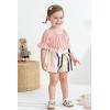 imageYOUNGER TREE Kids Toddler Baby Girls Summer Outfit OffShoulder Sunflower Overall Romper Jumpsuit Short Trousers ClothesPink Stripe