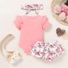 imageYOUNGER TREE Newborn Baby Girl Auntie Clothes Auntie Is My Bestie Romper Shorts with Headband Girl Auntie Outfits 69 Months Dinosaur