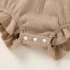 imageYOUNGER TREE Newborn Baby Girl Clothes Long Sleeve Button Dwon Romper Bodysuit Infant Fall Winter Outfits Baby Girl ClothingOatmeal