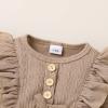 imageYOUNGER TREE Newborn Baby Girl Clothes Long Sleeve Button Dwon Romper Bodysuit Infant Fall Winter Outfits Baby Girl ClothingOatmeal