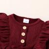 imageYOUNGER TREE Newborn Baby Girl Clothes Long Sleeve Button Dwon Romper Bodysuit Infant Fall Winter Outfits Baby Girl ClothingRedsanta