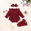 imageYOUNGER TREE Newborn Baby Girl Clothes Long Sleeve Button Dwon Romper Bodysuit Infant Fall Winter Outfits Baby Girl ClothingRedsanta