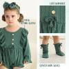 imageYOUNGER TREE Newborn Baby Girl Clothes Long Sleeve Button Dwon Romper Bodysuit Infant Fall Winter Outfits Baby Girl ClothingSoft Dark Green